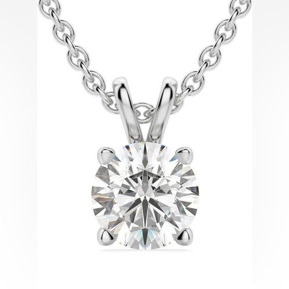 Certified 3ct Round Cut Moissanite DiamondNecklace